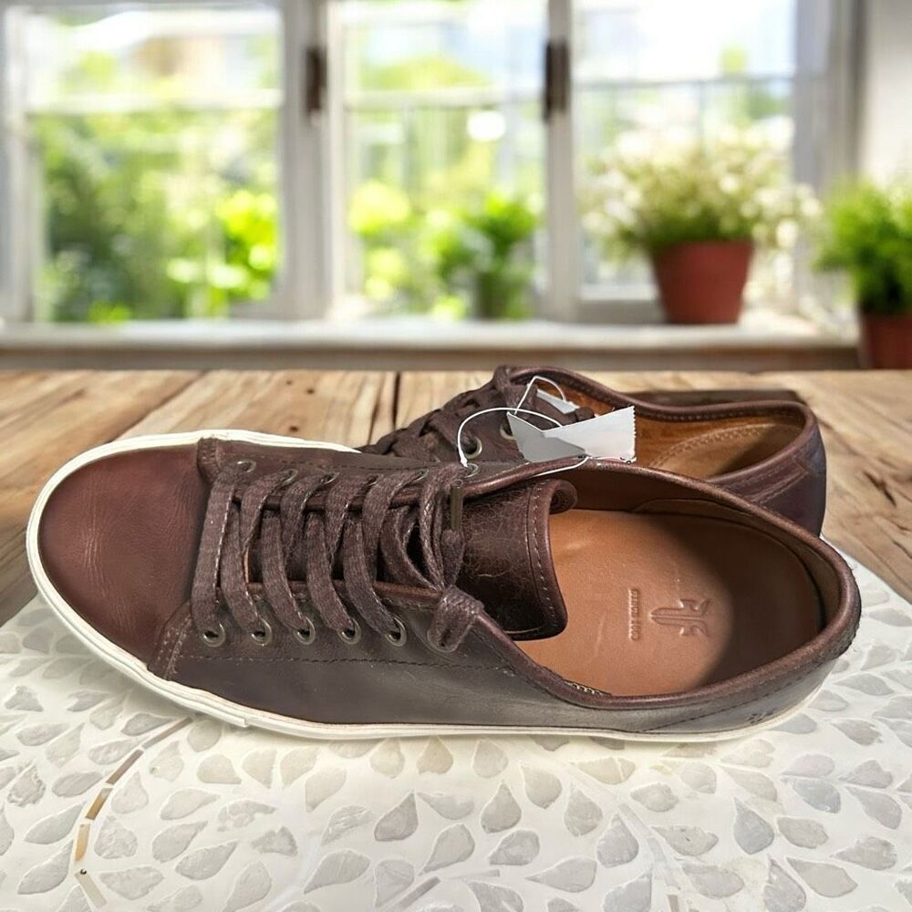 FRYE Vintage Italian Full Grain Leather Low Lace Sneaker Shoes Size 9 - Picture 7 of 13